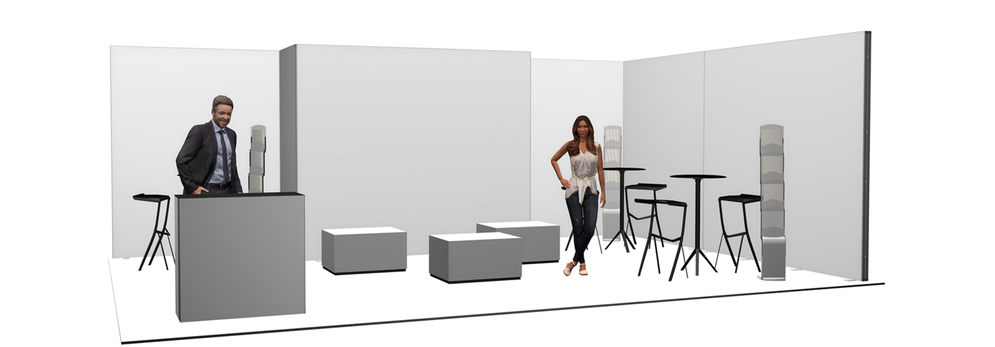 Visualización 3D de stands de exposición
